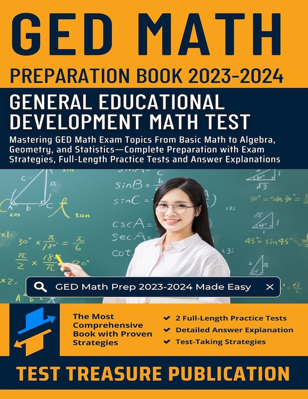 Front cover_GED Math Preparation Book 2023-2024