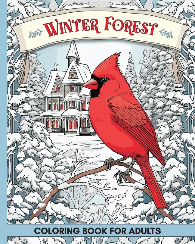 Front cover_Winter Forest Coloring Book for Adults