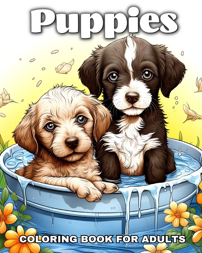 Front cover_Puppies Coloring Book for Adults
