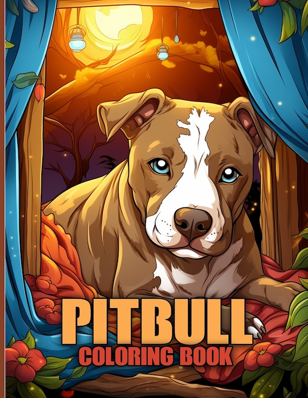 Pitbull Coloring Book: Cute Pitbull Dog Breed Illustrations For Color ...