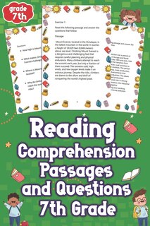 Front cover_Reading Comprehension Passages and Questions 7th Grade