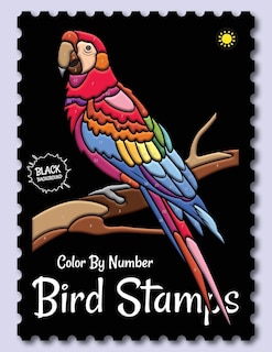 Front cover_Birds Stamps Color By Number (Black Backgrounds)