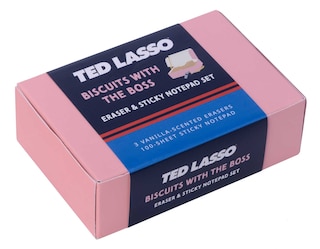 Front cover_Ted Lasso: Biscuits With The Boss Scented Eraser & Sticky Notepad Set