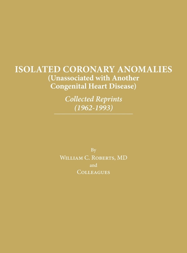 Front cover_Isolated Coronary Anomalies