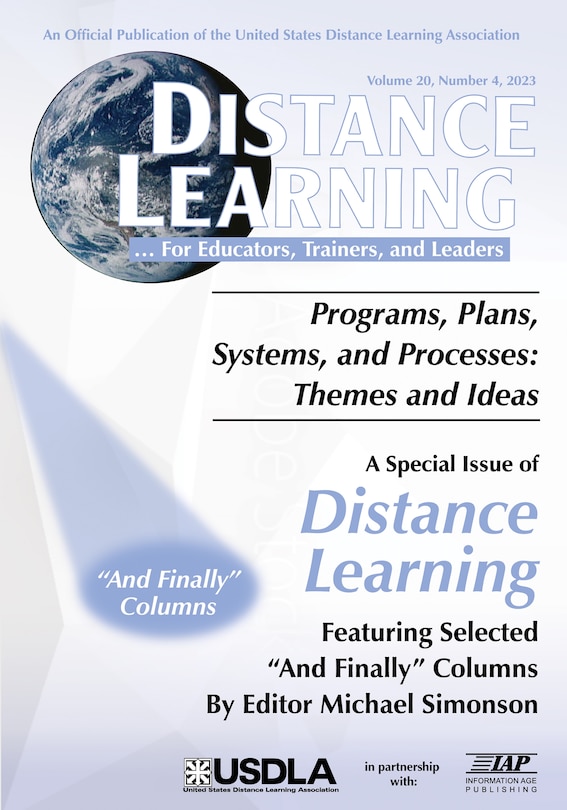 Front cover_Special Issue of Distance Learning Vol 20 Issue 4