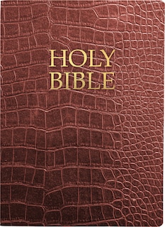 Front cover_KJVER Holy Bible, Large Print, Walnut Alligator Bonded Leather, Thumb Index