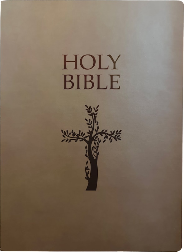 Front cover_KJVER Holy Bible, Cross Design, Large Print, Coffee Ultrasoft