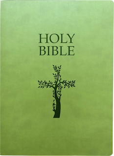 Front cover_KJV Holy Bible, Cross Design, Large Print, Olive Ultrasoft
