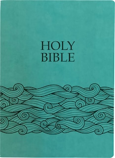 Front cover_KJV Holy Bible, Wave Design, Large Print, Coastal Blue Ultrasoft
