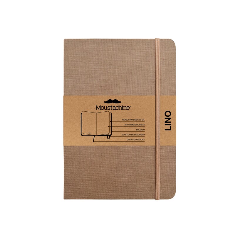 Moustachine Classic Linen Large Dark Tan Blank Hardcover