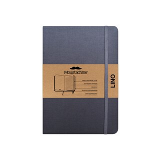 Moustachine Classic Linen Large Grey Ruled Hardcover