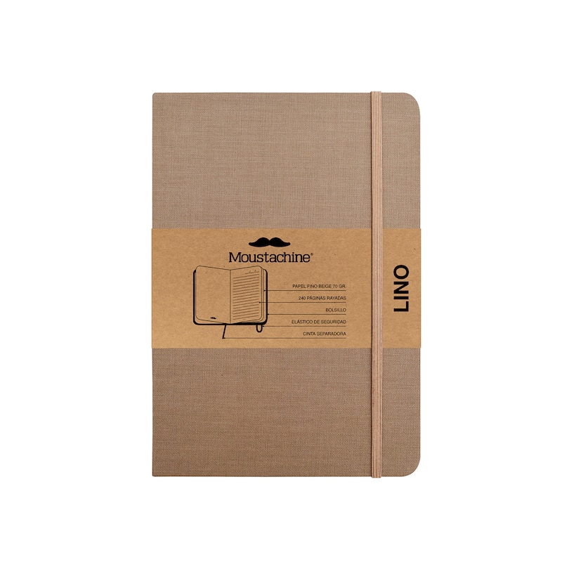 Moustachine Classic Linen Large Dark Tan Ruled Hardcover