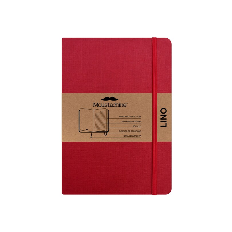 Front cover_Moustachine Classic Linen Large Classic Red Ruled Hardcover