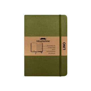 Front cover_Moustachine Classic Linen Large Military Green Ruled Hardcover