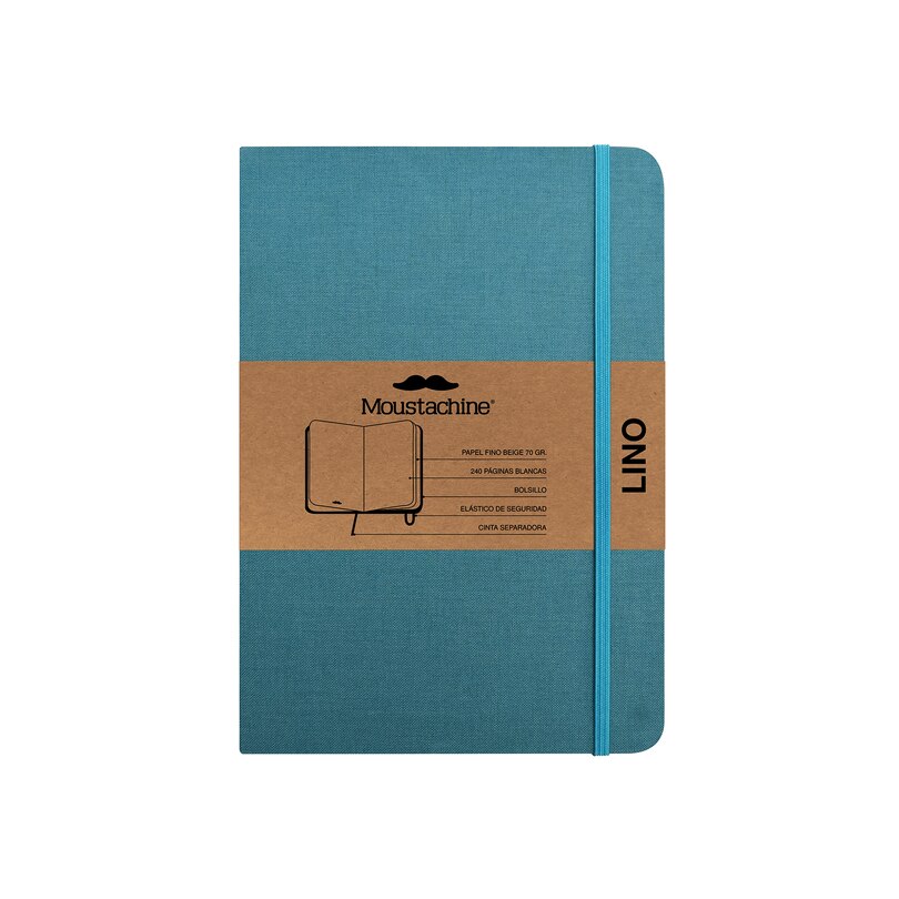 Front cover_Moustachine Classic Linen Medium Ocean Water Blue Blank Hardcover