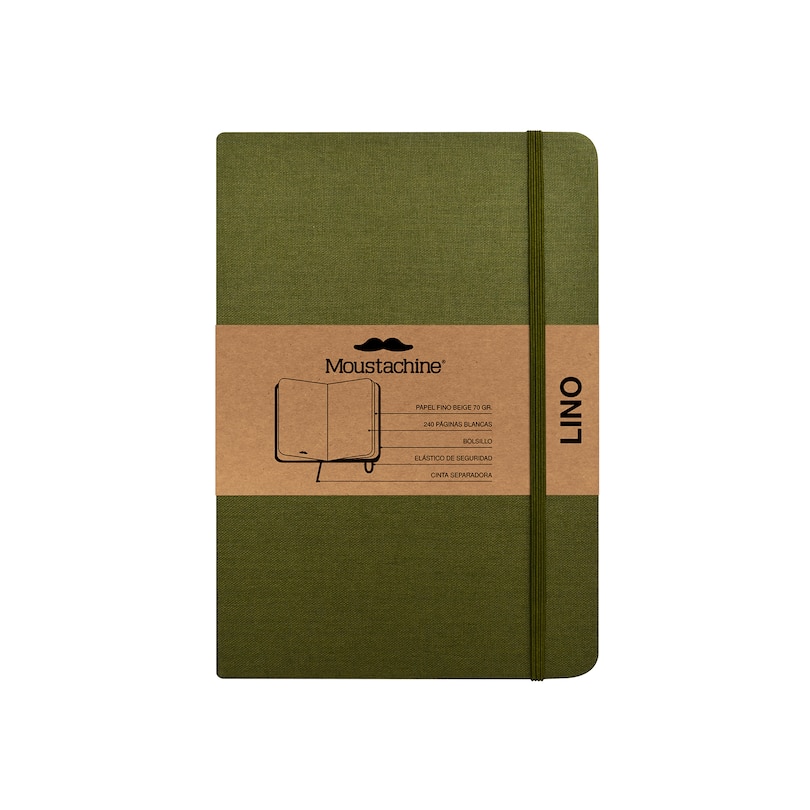 Front cover_Moustachine Classic Linen Medium Military Green Blank Hardcover
