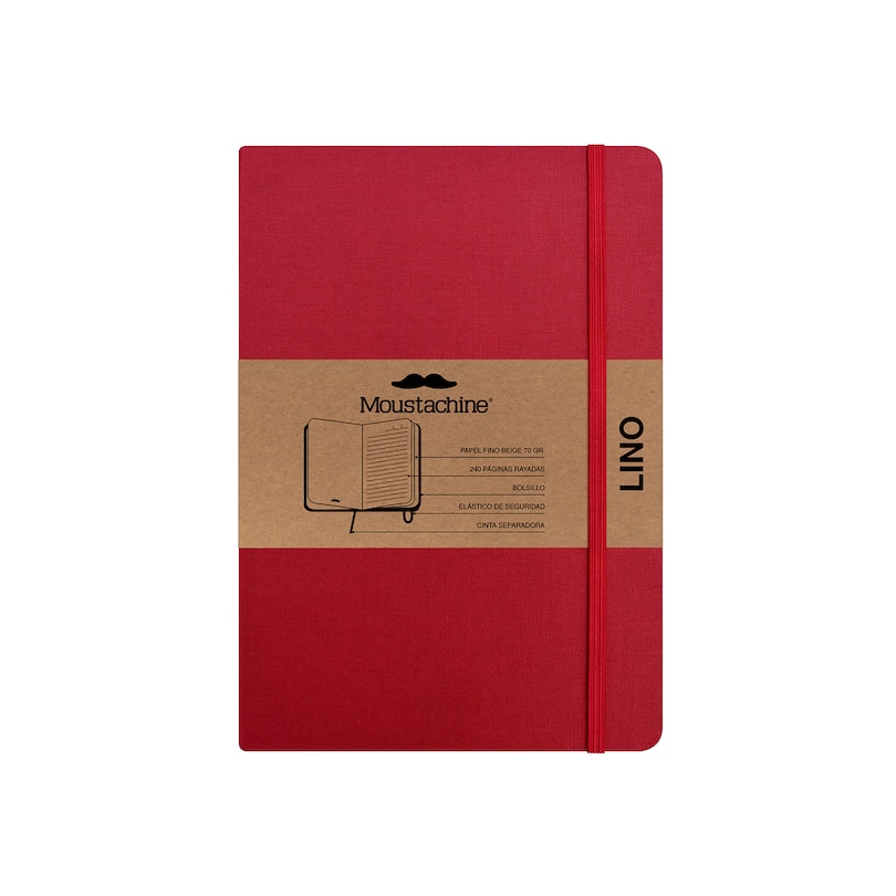 Front cover_Moustachine Classic Linen Medium Classic Red Ruled Hardcover