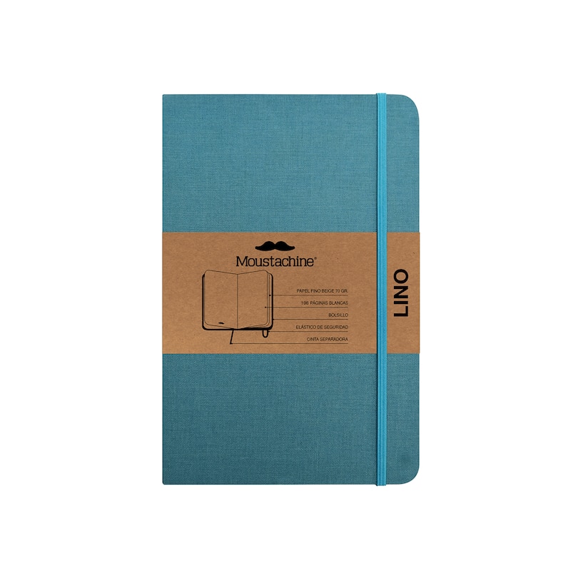 Front cover_Moustachine Classic Linen Pocket Ocean Water Blue Blank Hardcover