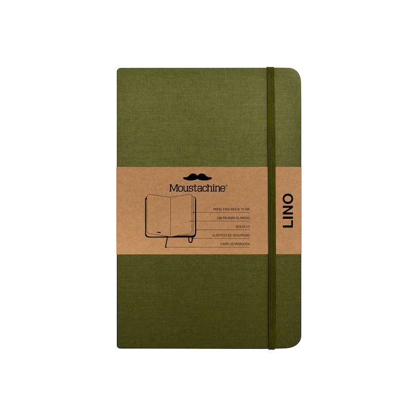 Front cover_Moustachine Classic Linen Pocket Military Green Blank Hardcover