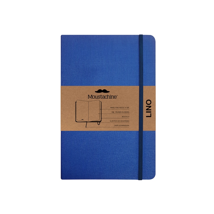 Front cover_Moustachine Classic Linen Pocket Indigo Blue Blank Hardcover