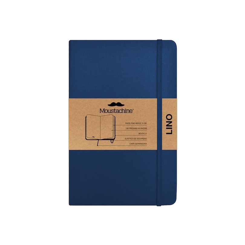 Couverture_Moustachine Classic Linen Pocket Dark Blue Blank Hardcover