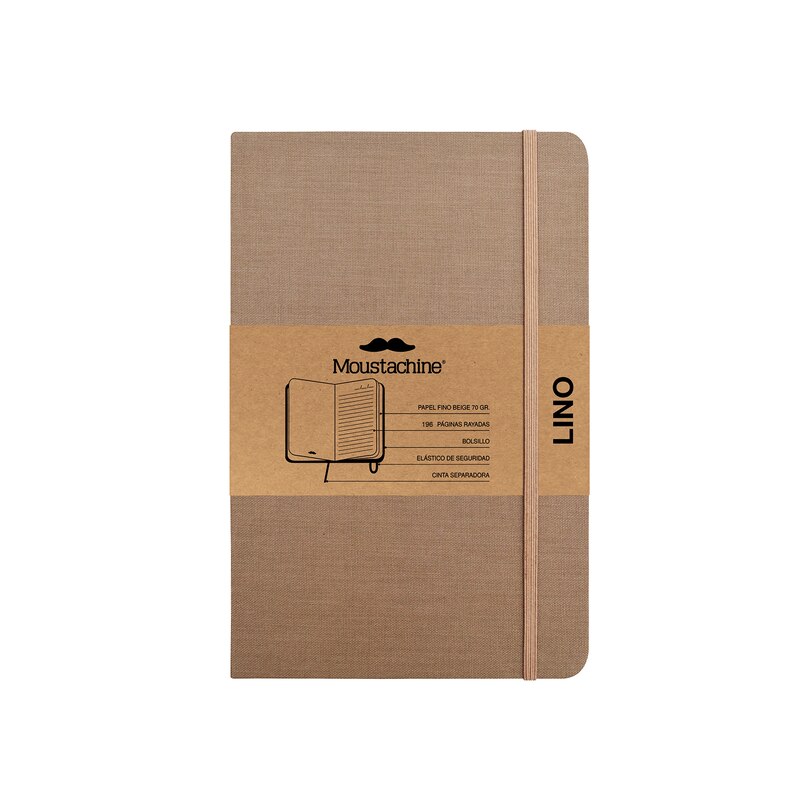 Couverture_Moustachine Classic Linen Pocket Dark Tan Ruled Hardcover