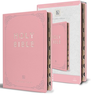 Front cover_KJV Holy Bible, Giant Print Thinline Large format, Pink Premium Imitation Leather with Ribbon Marker, Red Letter, and Thumb Index
