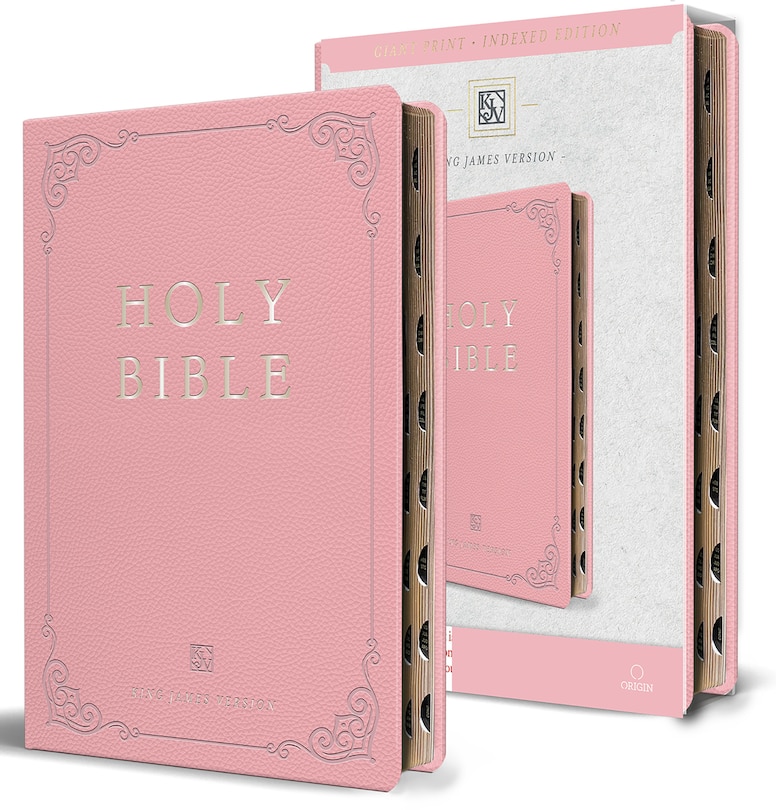 Front cover_KJV Holy Bible, Giant Print Thinline Large format, Pink Premium Imitation Leather with Ribbon Marker, Red Letter, and Thumb Index