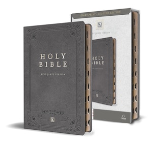 Couverture_KJV Holy Bible, Giant Print Thinline Large format, Gray Premium Imitation Leather with Ribbon Marker, Red Letter, and Thumb Index