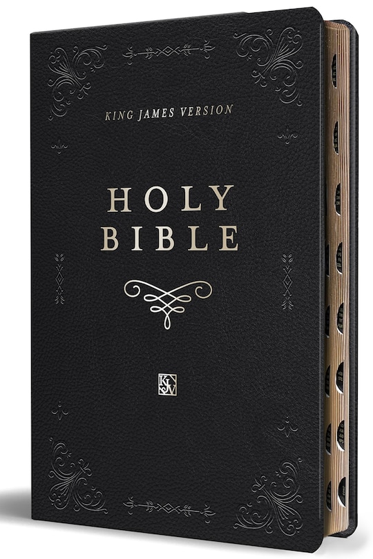 Couverture_KJV Holy Bible, Giant Print Thinline Large format, Black Premium Imitation Leather with Ribbon Marker, Red Letter, and Thumb Index