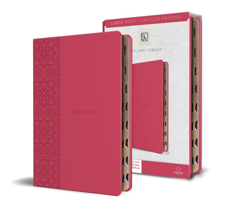 Front cover_KJV Holy Bible, Large Print Medium format, Fuchsia Faux Leather w/Ribbon Marker, Red Letter, thumb Index