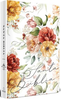 Front cover_Biblia RVR 1960 letra grande tamaño manual, HC, flores rosadas y cantos pintados /  Spanish Bible RVR 1960 Handy Size Large Print with flowers and sprayed edge