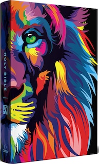 Front cover_KJV Holy Bible, Multi Color Lion of Judah, Large Print, Handy Size format, Hardcover, Ribbon Marker, and Red Letter