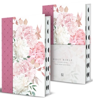 Couverture_KJV Holy Bible, Giant Print Large format, Hardcover Pink with Flowers with Ribbon Marker, Red Letter, and Thumb Index