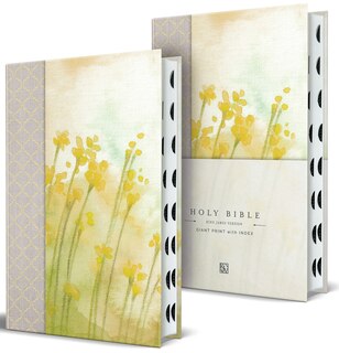 Couverture_KJV Holy Bible, Giant Print Large format, Hardcover Yellow with Flowers with Ribbon Marker, Red Letter, and Thumb Index
