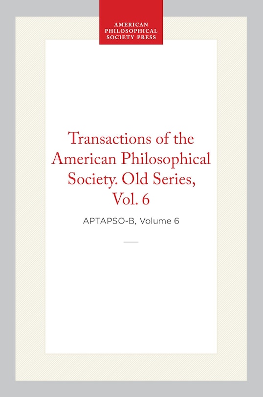 Couverture_Transactions of the American Philosophical Society, Old Series, Vol 6, 1809
