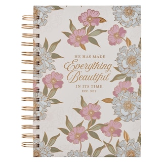 Front cover_Journal Spiral-bound White Floral Everything Beautiful Ecc. 3:11