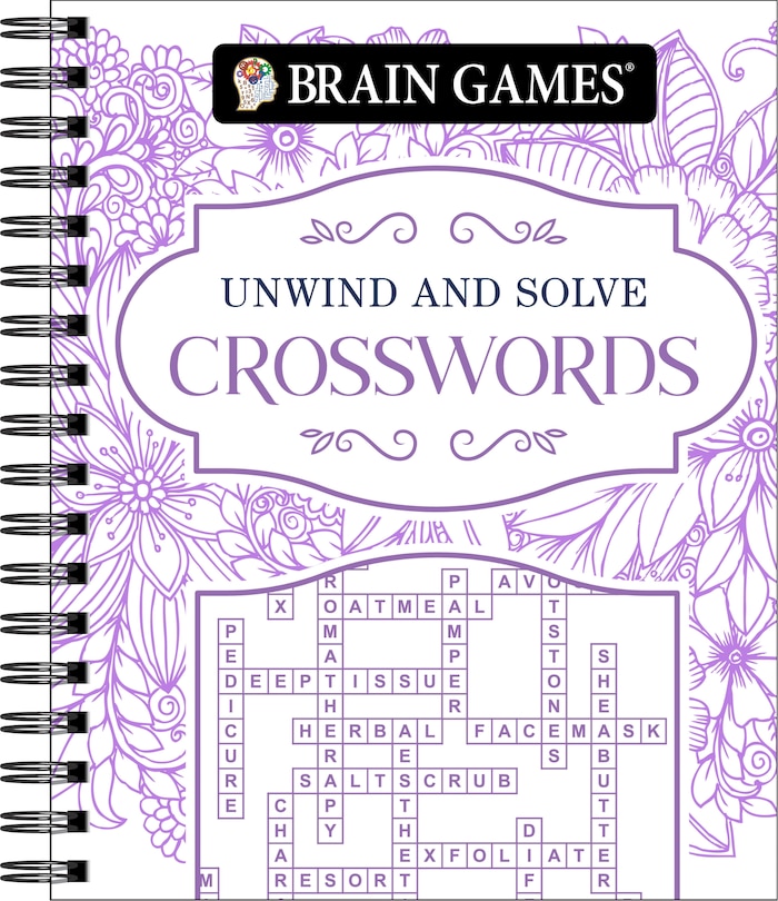 Front cover_Brain Games Unwind & Solve Crosswords