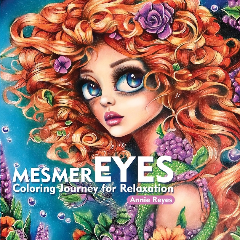 Front cover_Mesmereyes. Coloring Journey for Relaxation. Stress Relief Greyscale Coloring Book for Adults