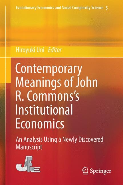 Couverture_Contemporary Meanings Of John R. Commons's Institutional Economics