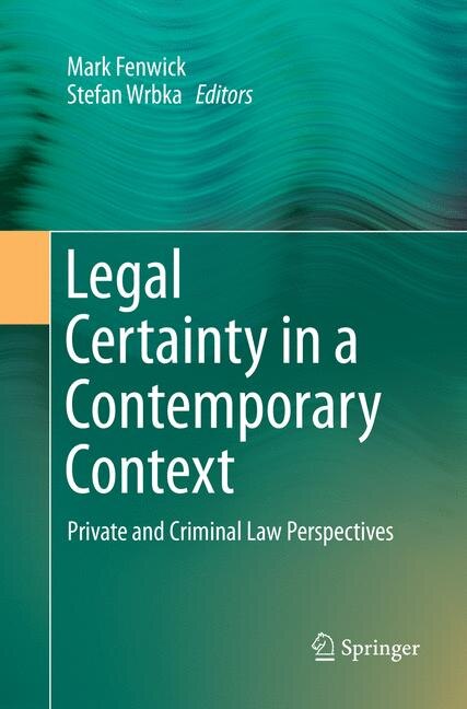 Front cover_Legal Certainty In A Contemporary Context
