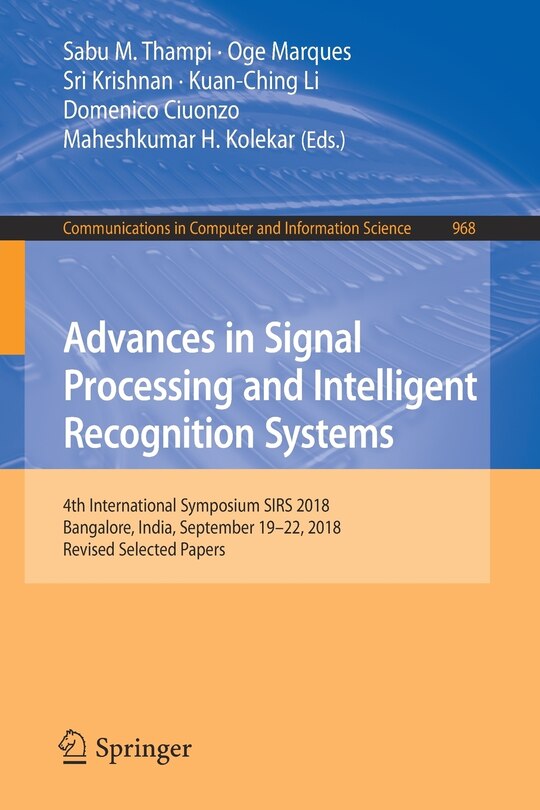 Front cover_Advances in Signal Processing and Intelligent Recognition Systems