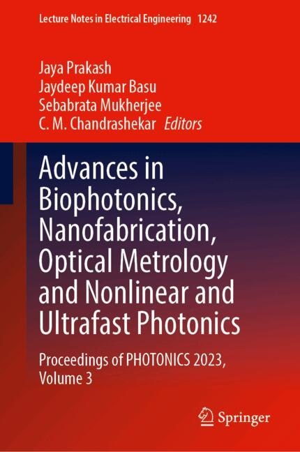 Couverture_Advances in Biophotonics, Nanofabrication, Optical Metrology and Nonlinear and Ultrafast Photonics