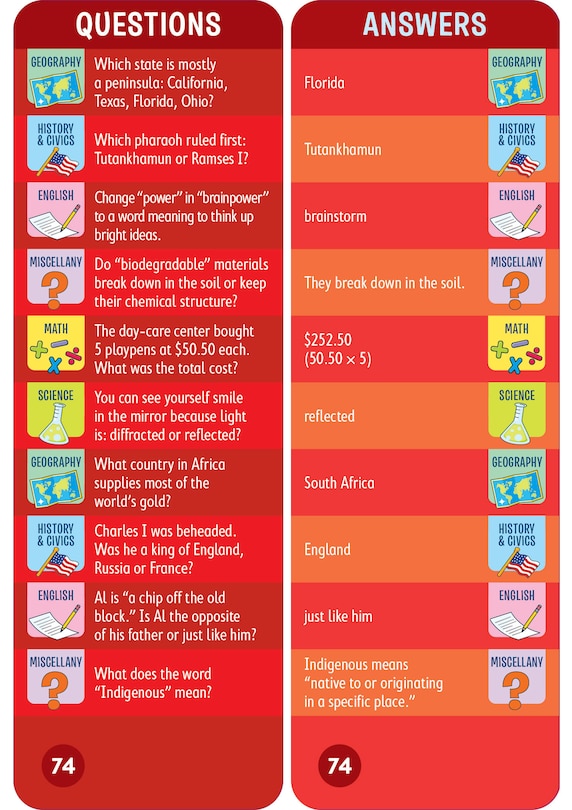 Aperçu du contenu 2_Brain Quest 6th Grade Smart Cards Revised 4th Edition