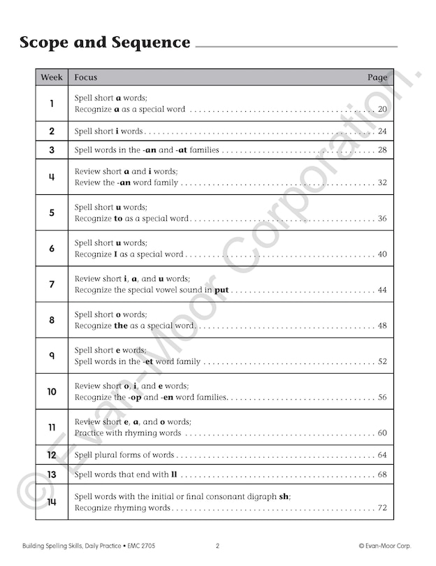 Sample content_Building Spelling Skills, Grade 1 Teacher Edition