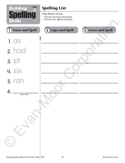 Sample content 3_Building Spelling Skills, Grade 1 Teacher Edition