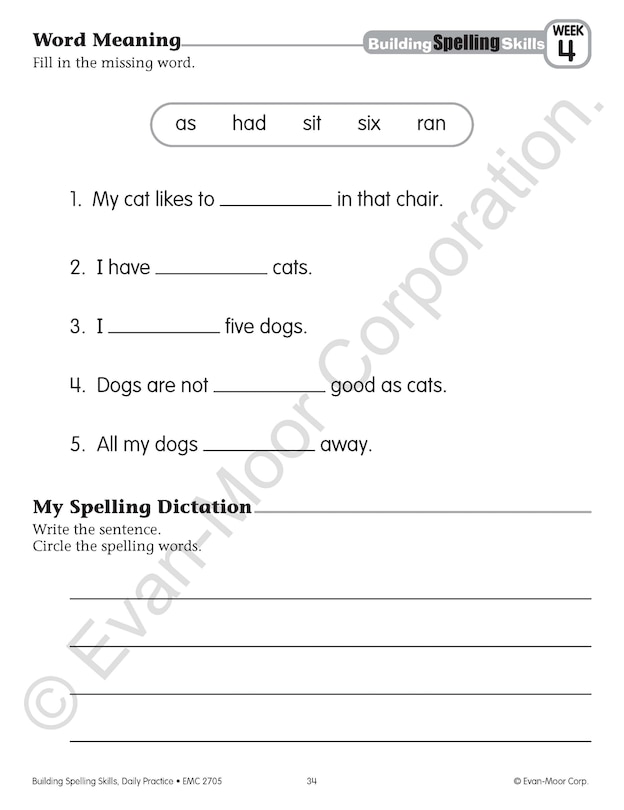 Sample content 5_Building Spelling Skills, Grade 1 Teacher Edition