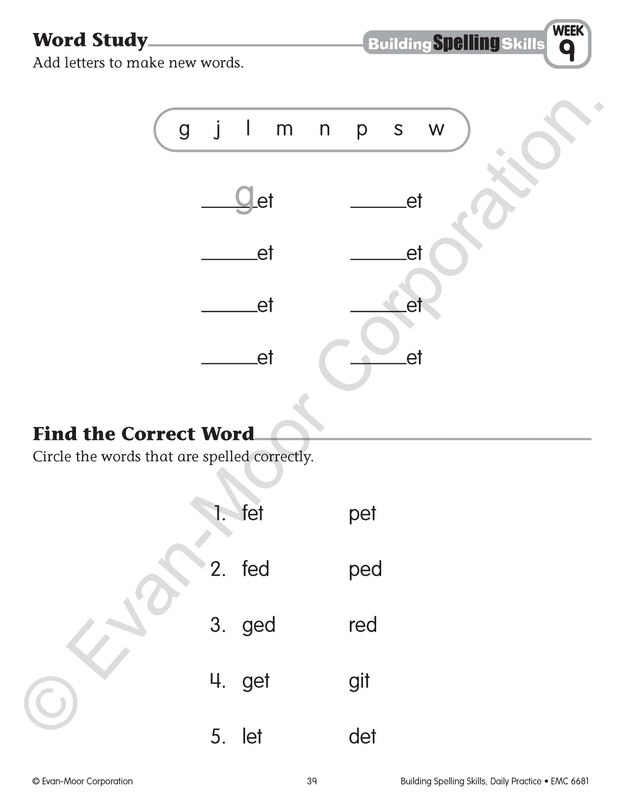 Sample content 4_Building Spelling Skills, Grade 1 Student Workbook (5-pack)