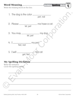Sample content 3_Building Spelling Skills, Grade 1 Student Workbook