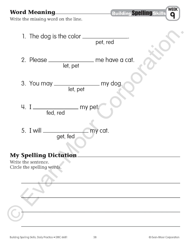Sample content 3_Building Spelling Skills, Grade 1 Student Workbook